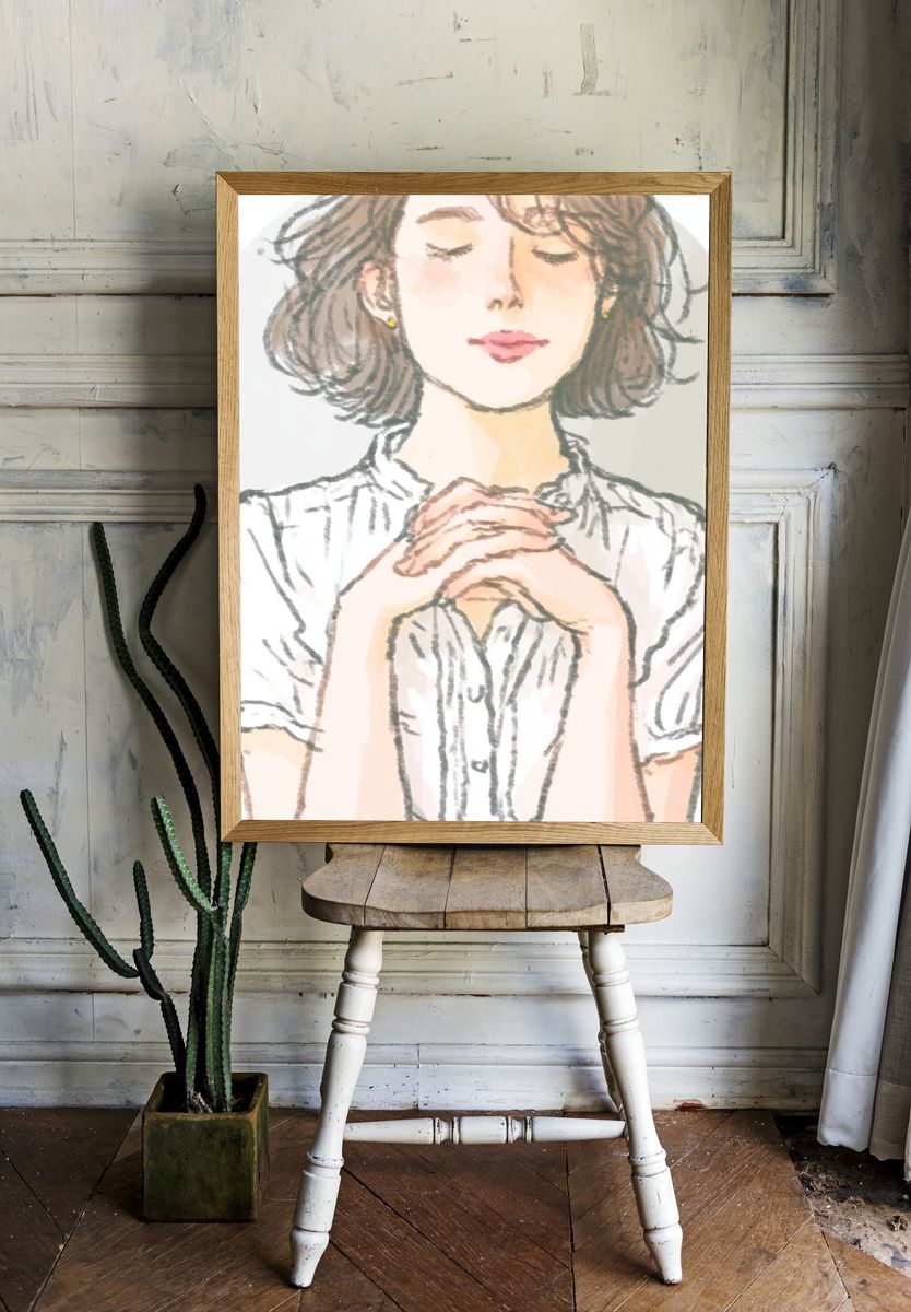 Serene Woman Portrait Print. — room view 1