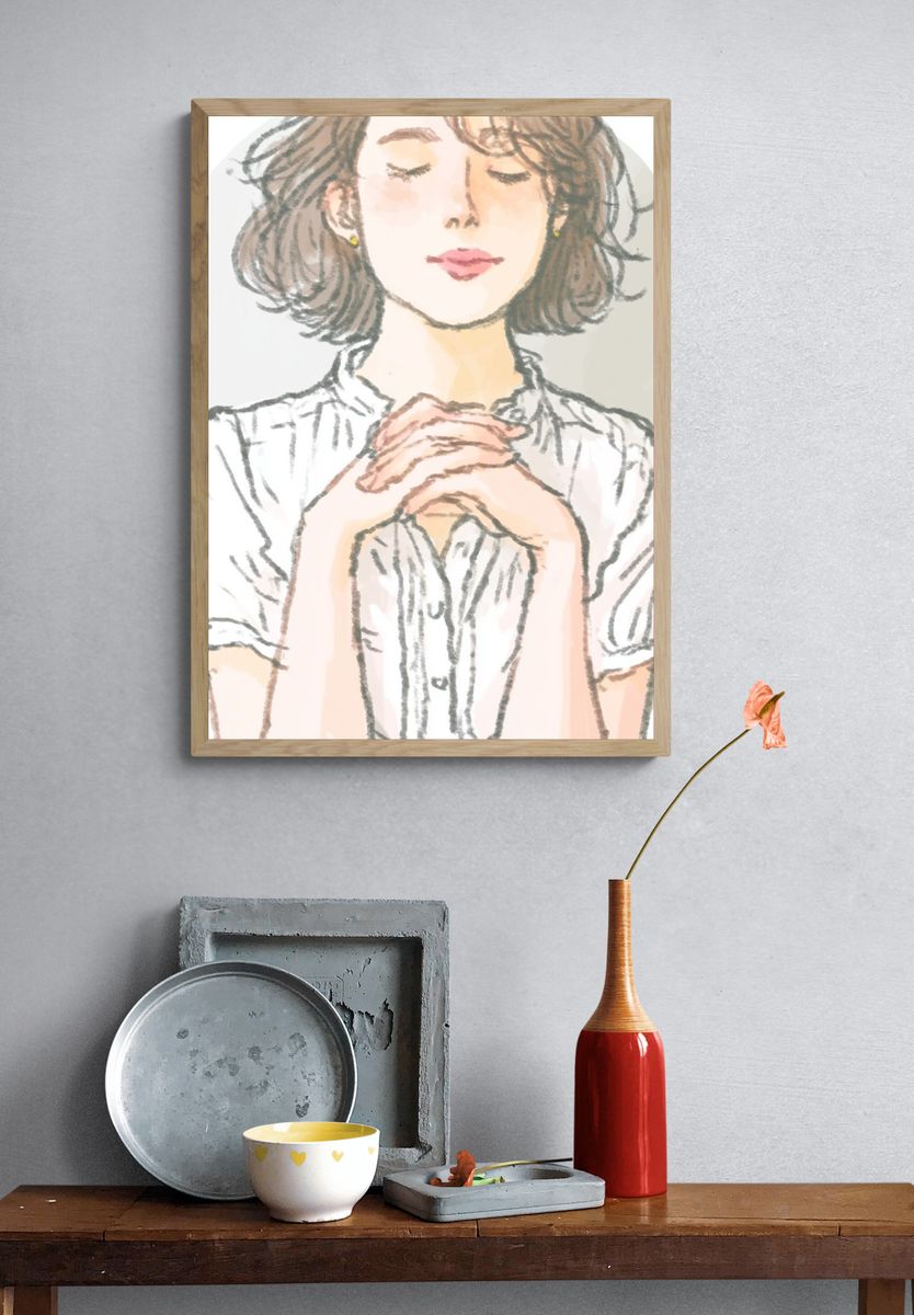 Serene Woman Portrait Print. — room view 3