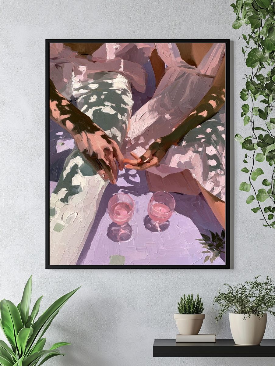 Picnic Hands in Lavender Light Print. — room view 4