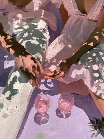 Picnic Hands in Lavender Light Print.