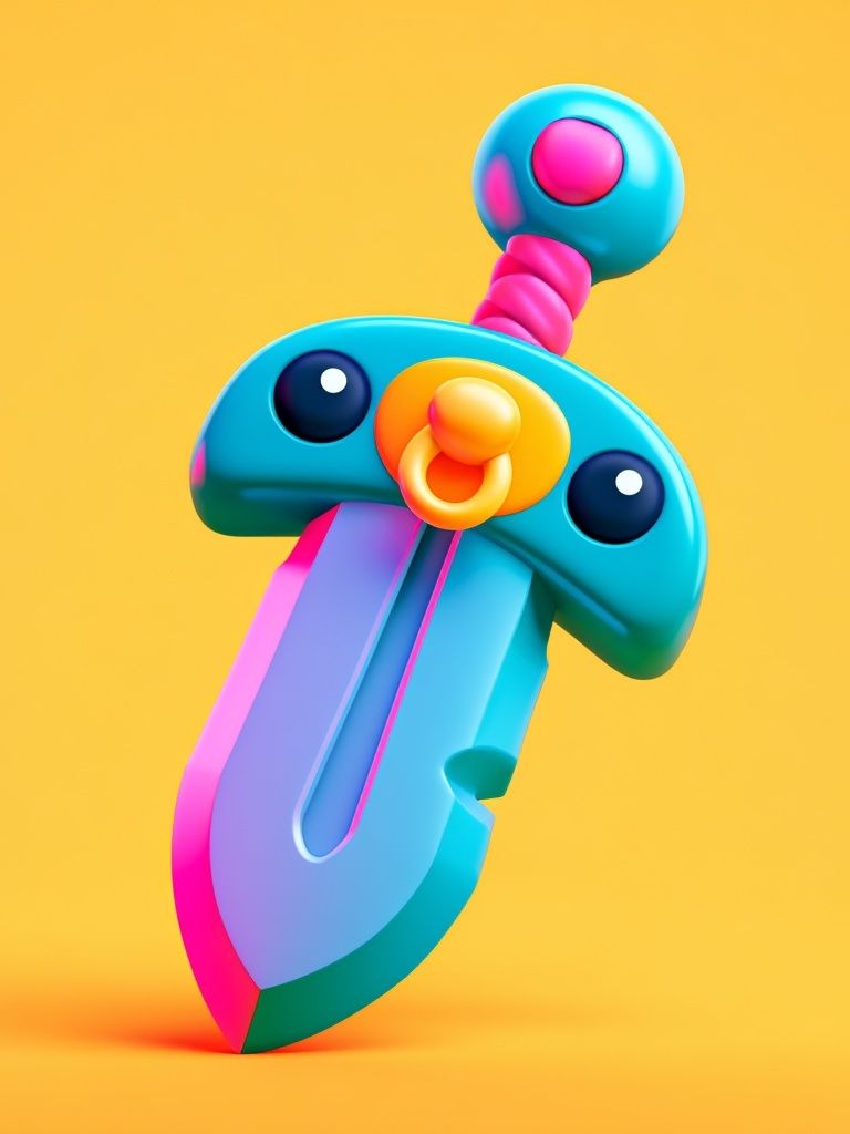 Colorful Toy Sword Illustration Poster. poster detail