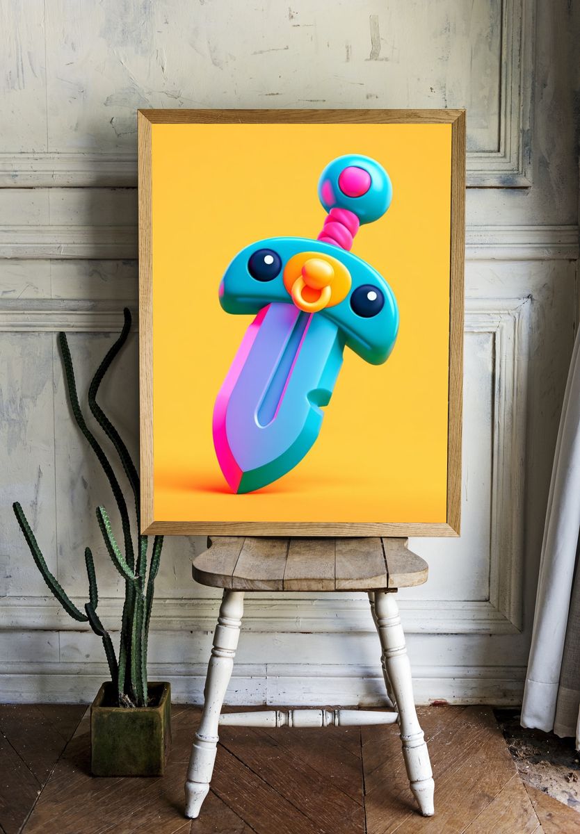 Colorful Toy Sword Illustration Poster. — room view 1