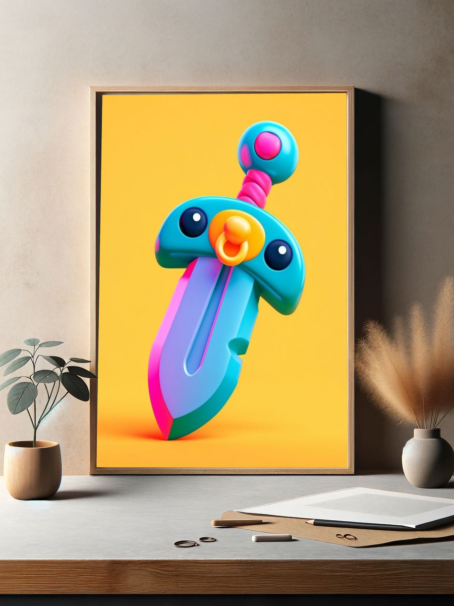 Colorful Toy Sword Illustration Poster. — room view 2