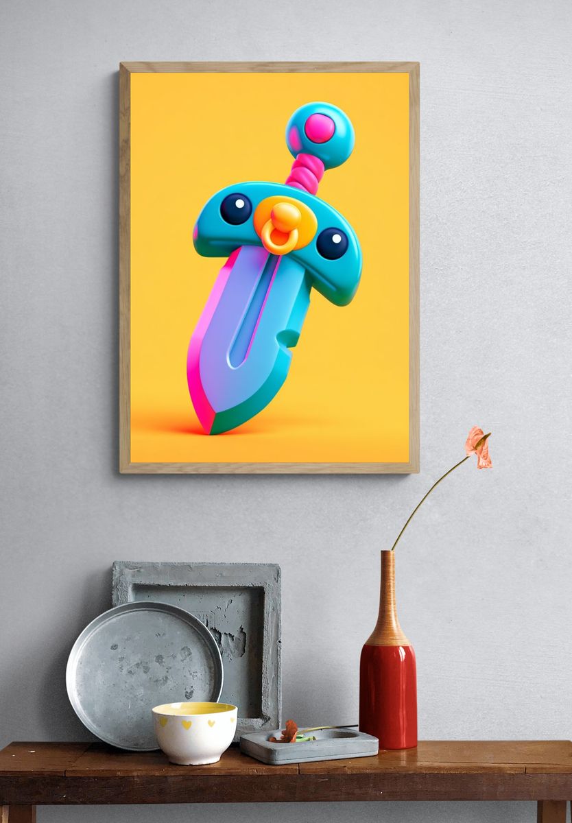 Colorful Toy Sword Illustration Poster. — room view 3