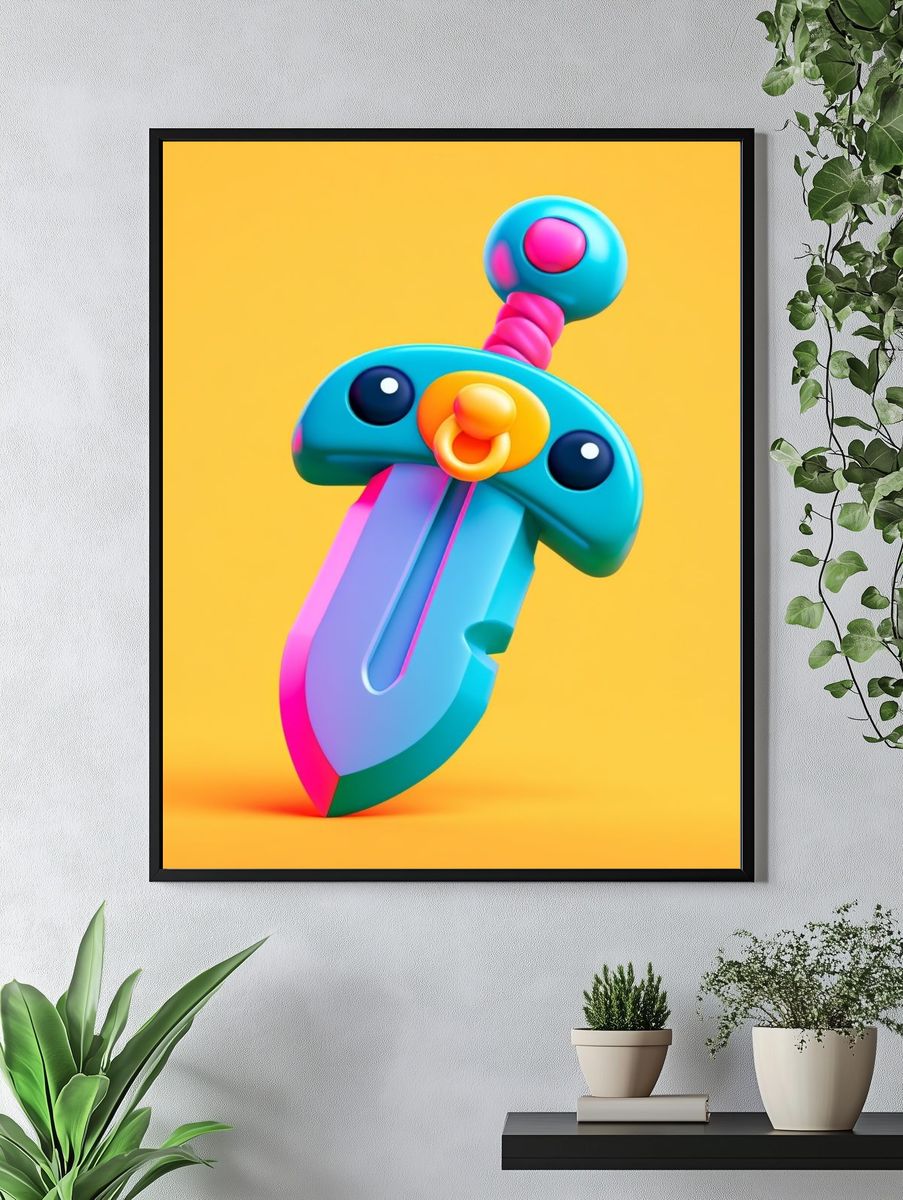 Colorful Toy Sword Illustration Poster. — room view 4