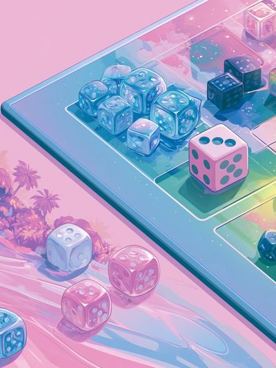 Pastel Dice Boardgame Illustration Poster. poster print