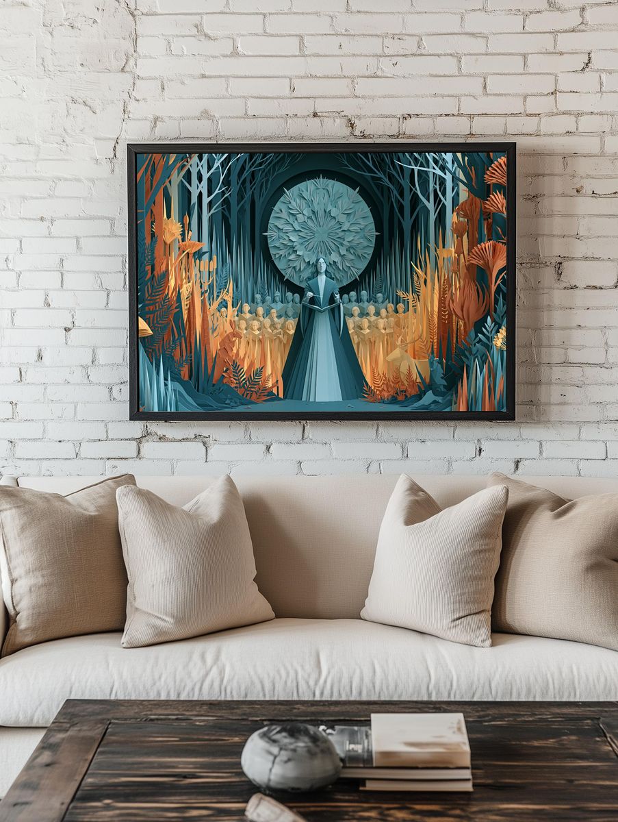 Paper Forest Ritual Illustration Poster. — room view 1