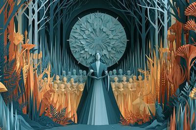 Paper Forest Ritual Illustration Poster. poster print