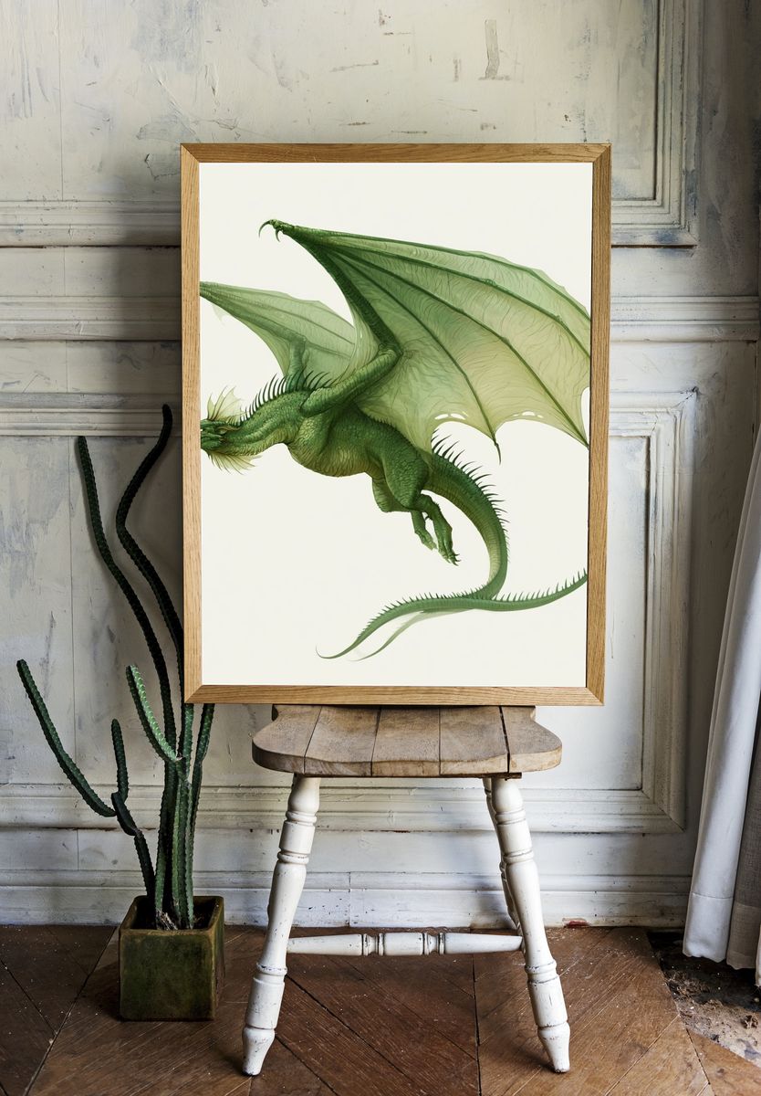 Green Dragon Illustration Poster. room preview