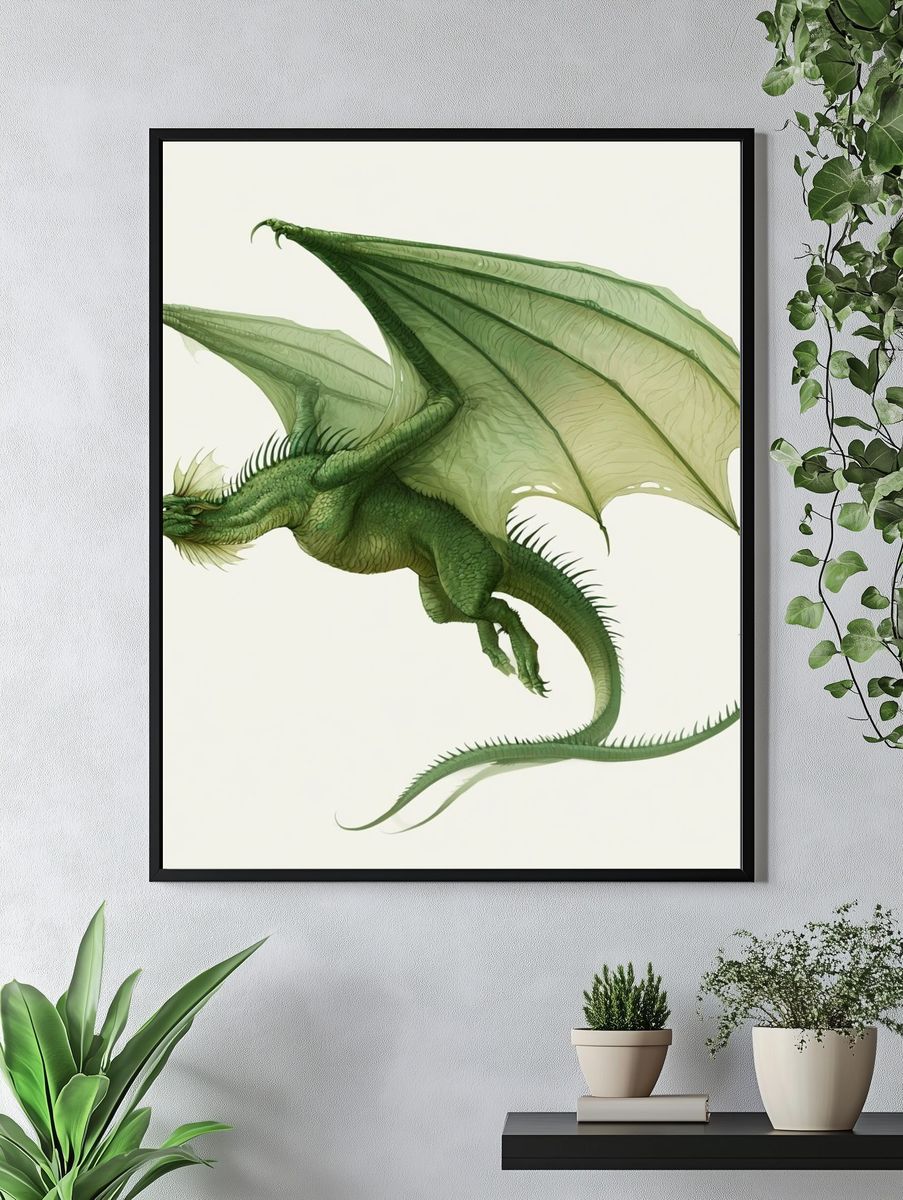 Green Dragon Illustration Poster. — room view 4