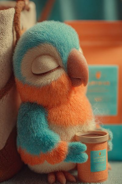Sleeping Parrot Illustration Poster. poster