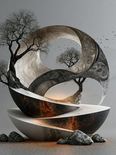 Surreal Tree Orbital Sculpture Print.