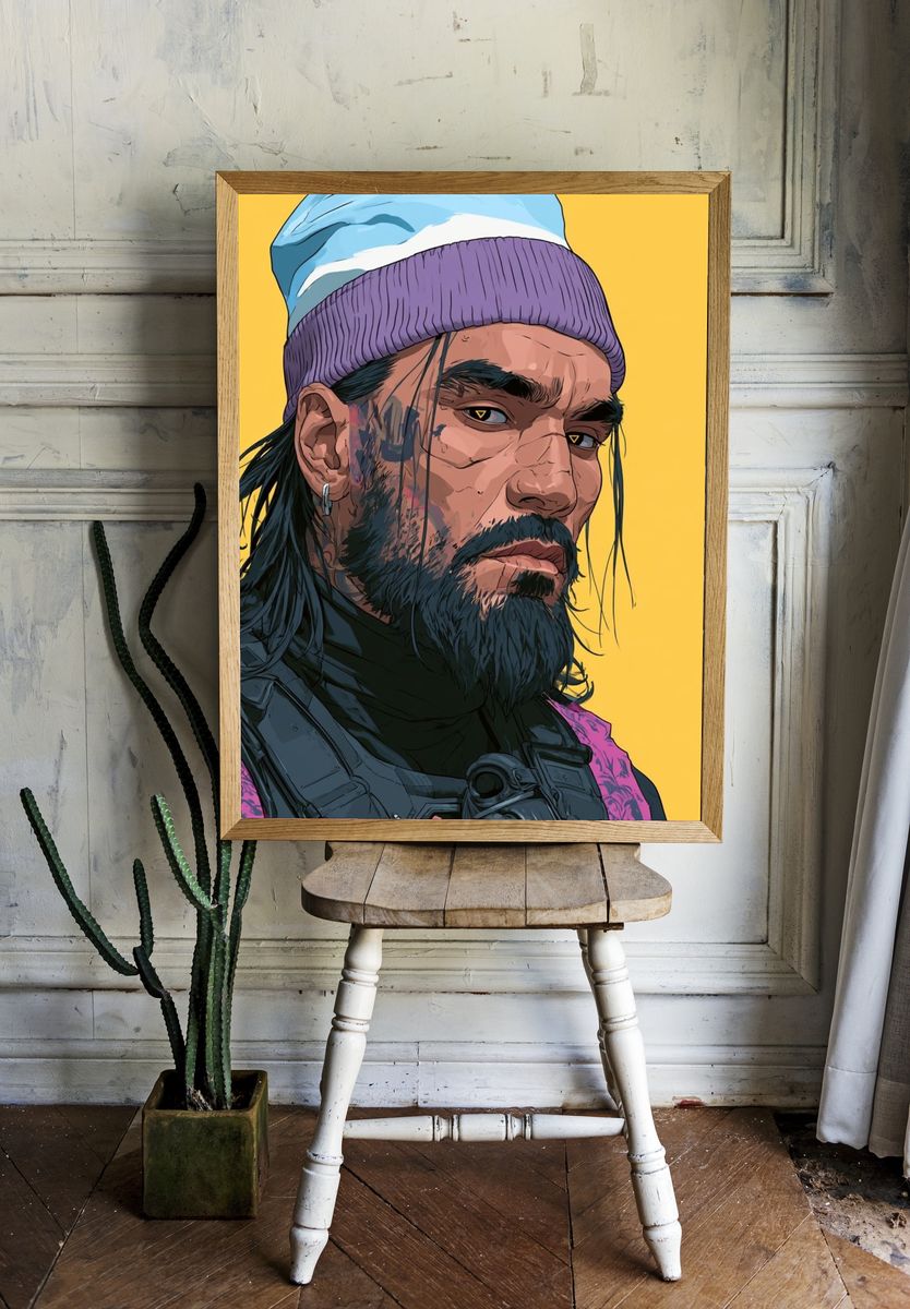 Cyberpunk Portrait Illustration Poster. — room view 1