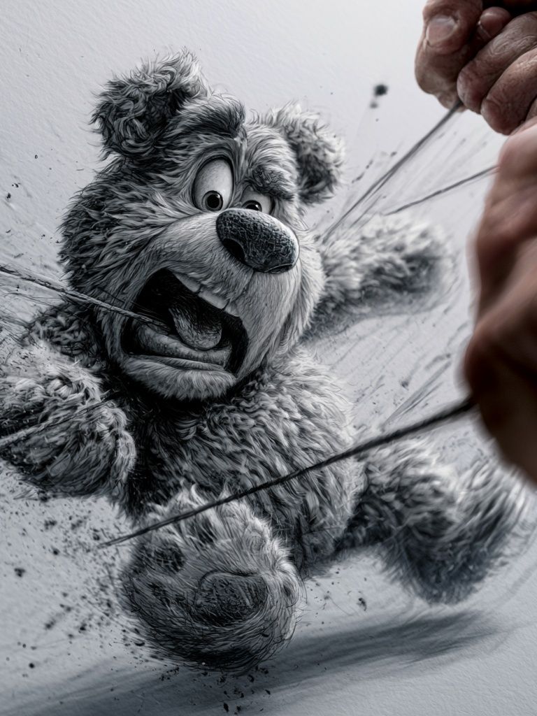 Bear Sketch Attack Poster. poster — illustration art