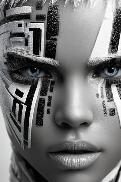 Cybernetic Portrait Illustration Poster. poster