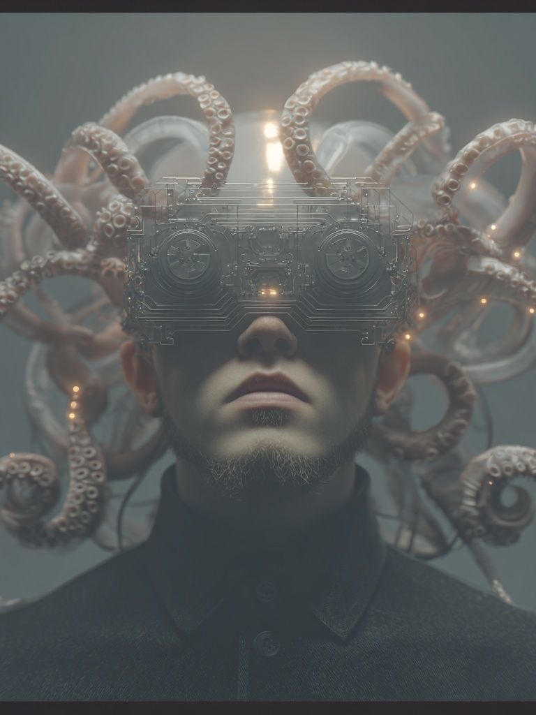Cybernetic Octopus Portrait Print. poster detail