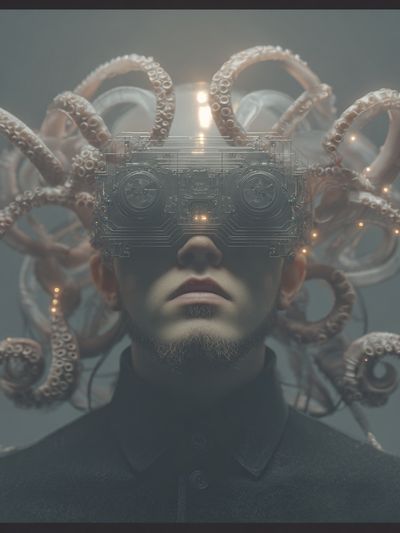 Cybernetic Octopus Portrait Print. poster print