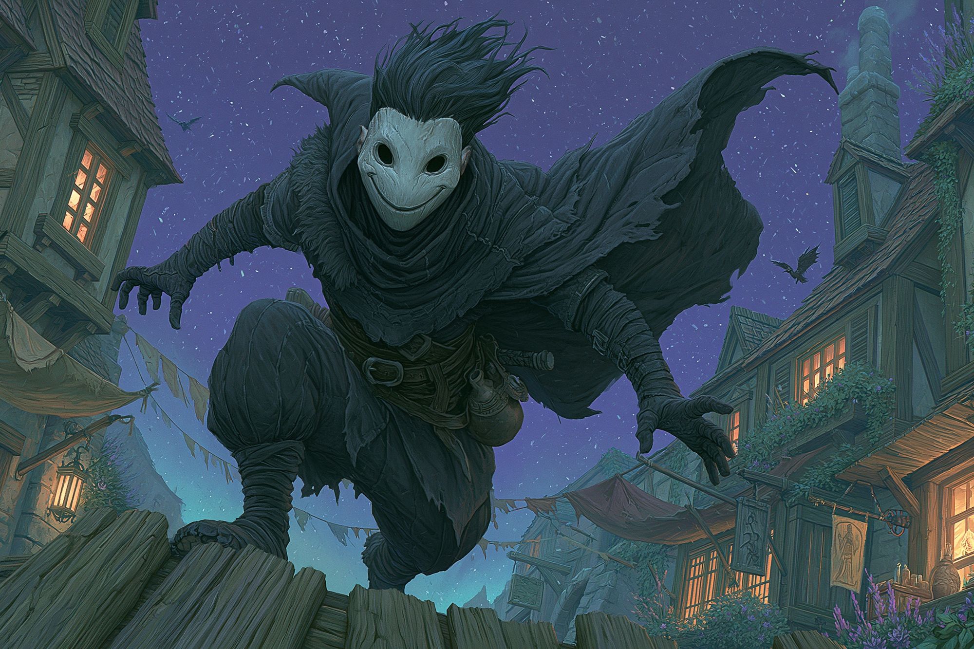 Masked Forest Stalker Illustration Poster. poster — illustration art