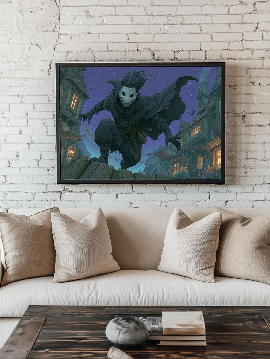 Masked Forest Stalker Illustration Poster. — room view 1