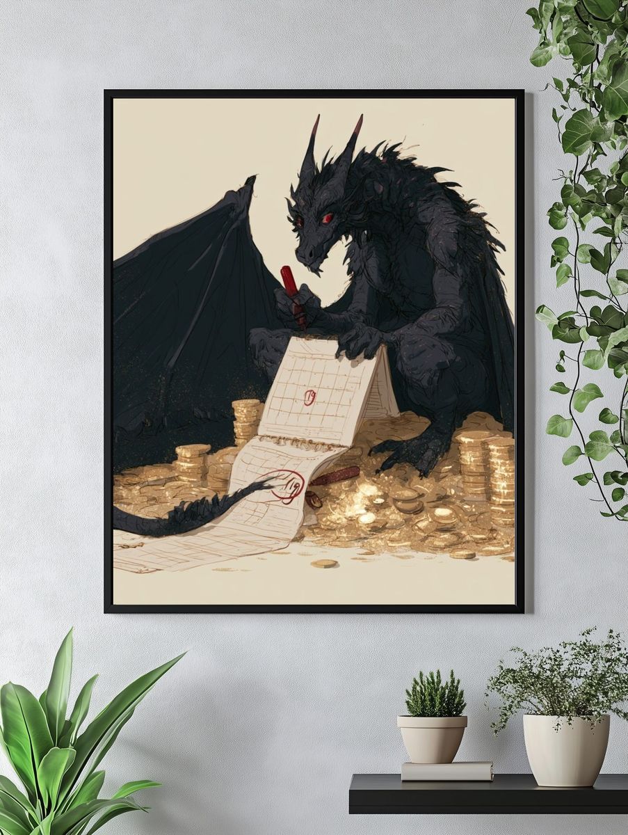 Dragon Ledger Illustration Poster. — room view 4
