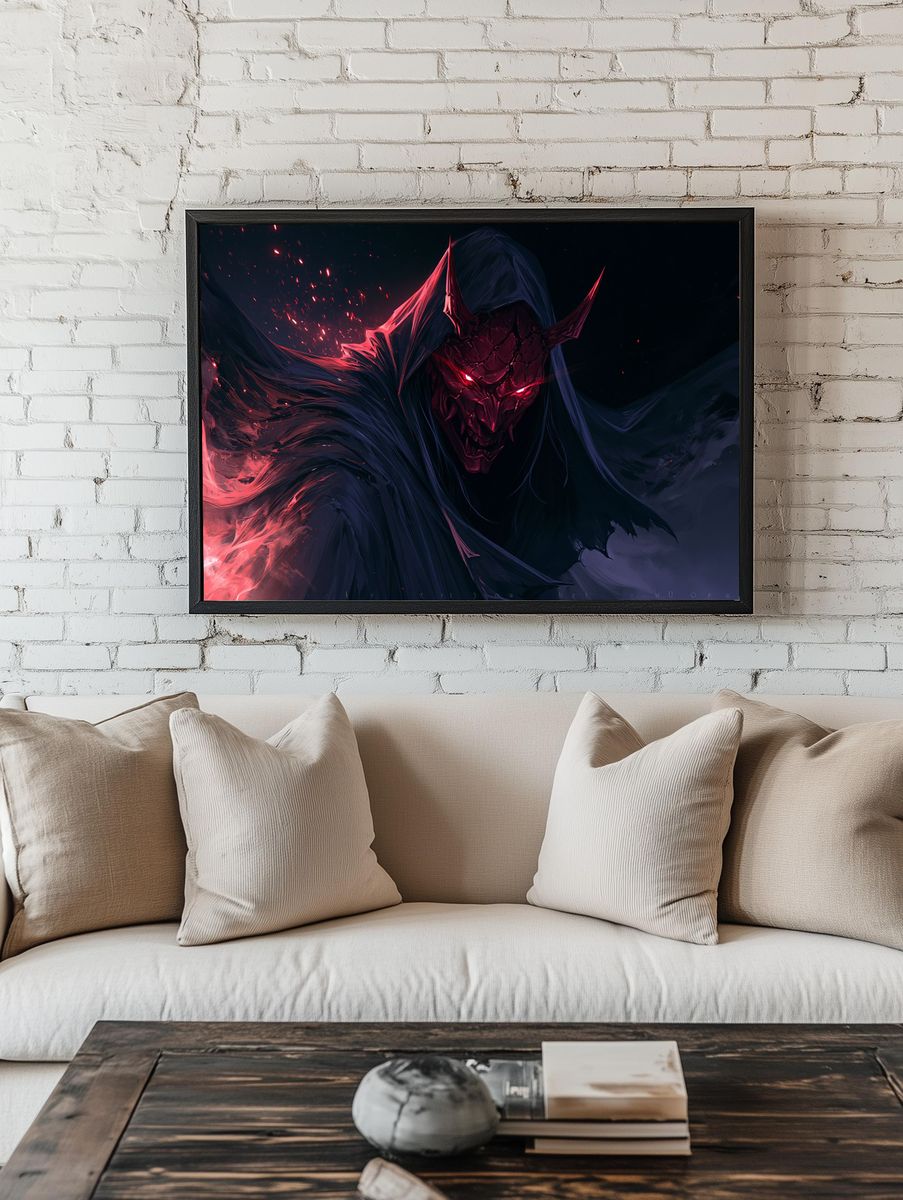 Demonic Shadow Warrior Illustration Poster. — room view 1
