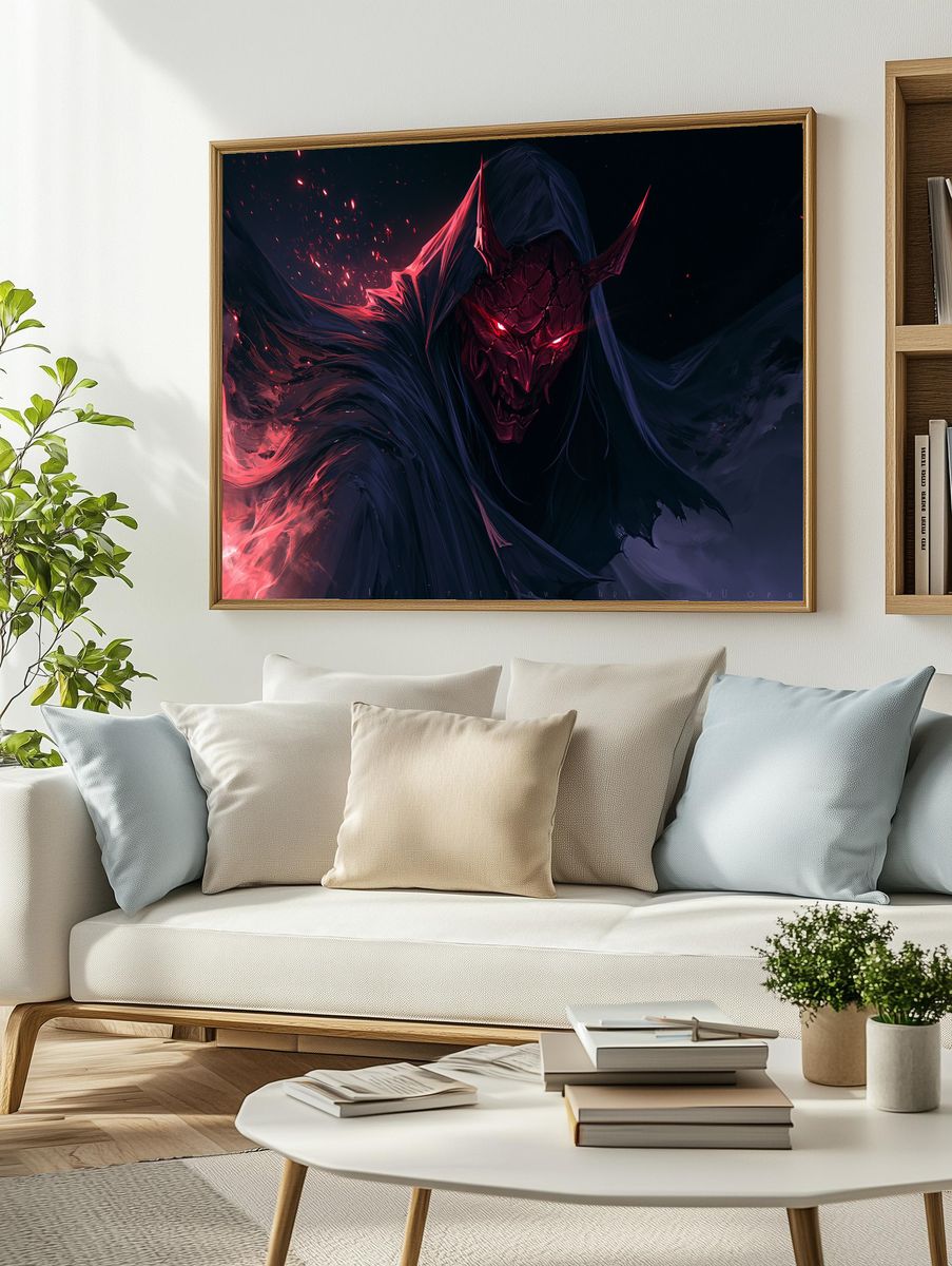 Demonic Shadow Warrior Illustration Poster. — room view 2