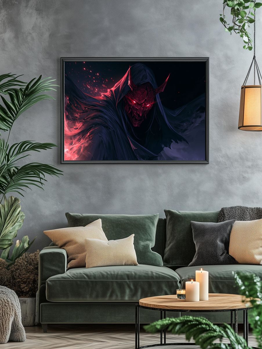 Demonic Shadow Warrior Illustration Poster. — room view 4