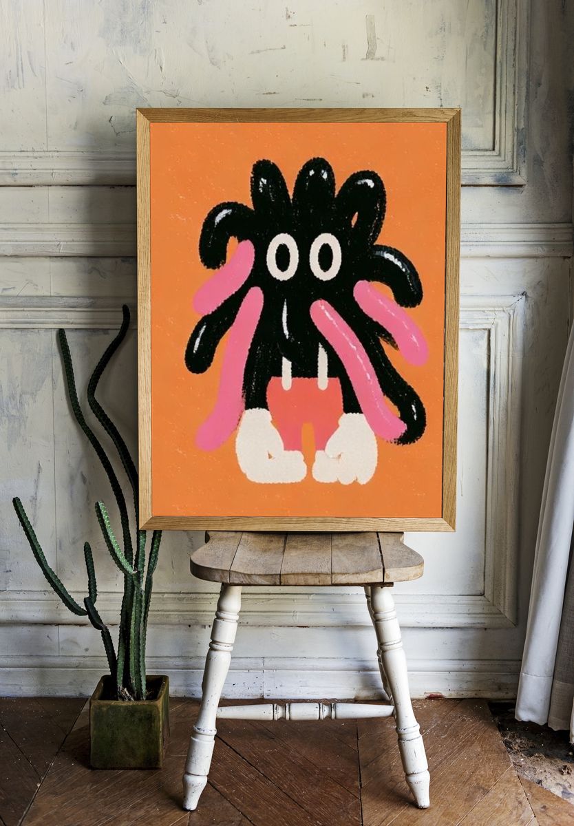 Playful Monster Illustration Poster. — room view 1