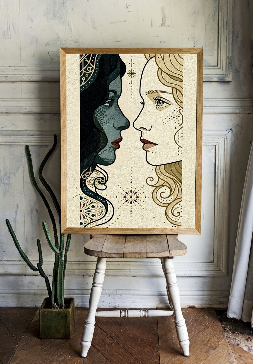 Art Nouveau Faces Poster. — room view 1