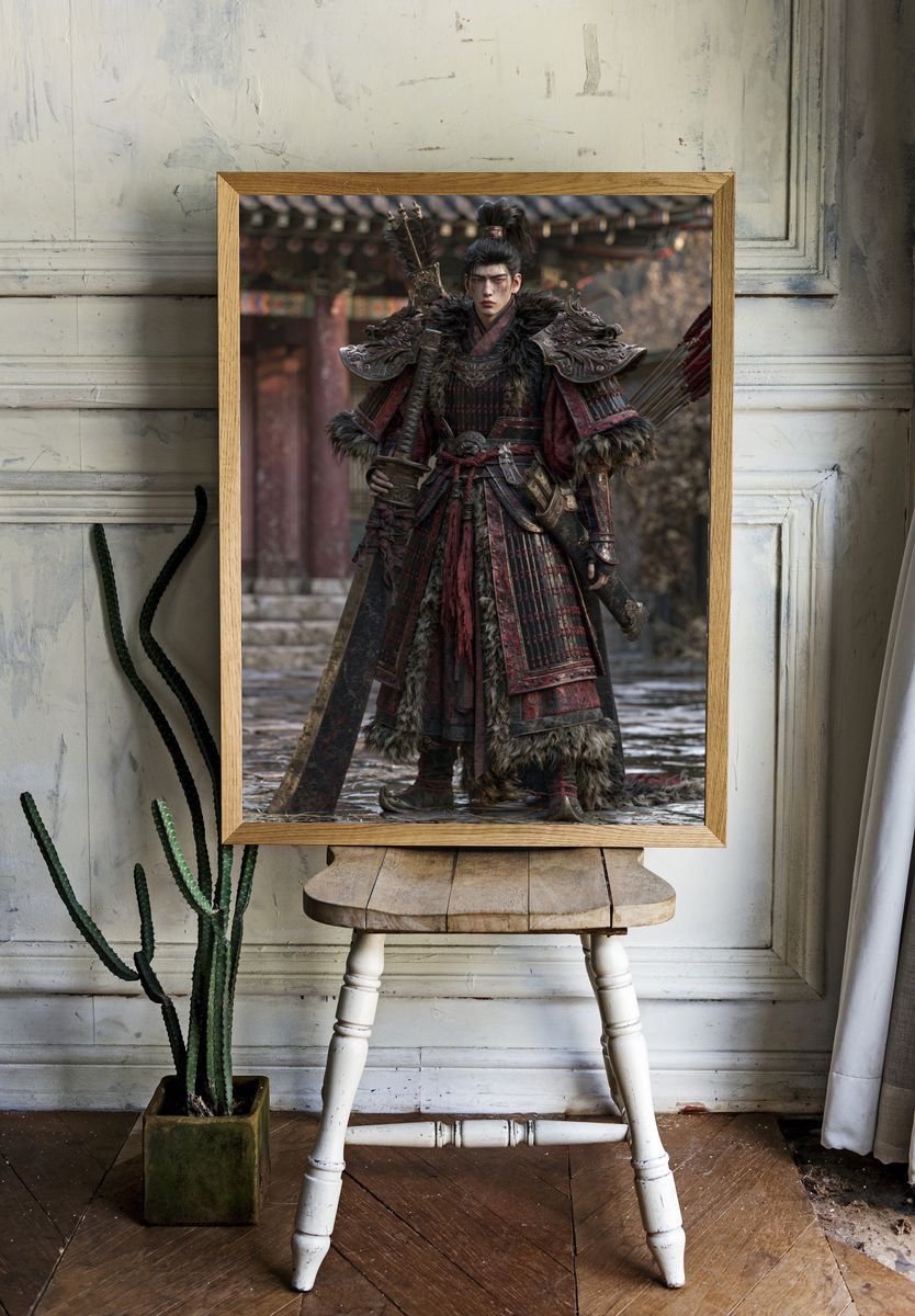 Samurai Warrior Portrait Print. room preview