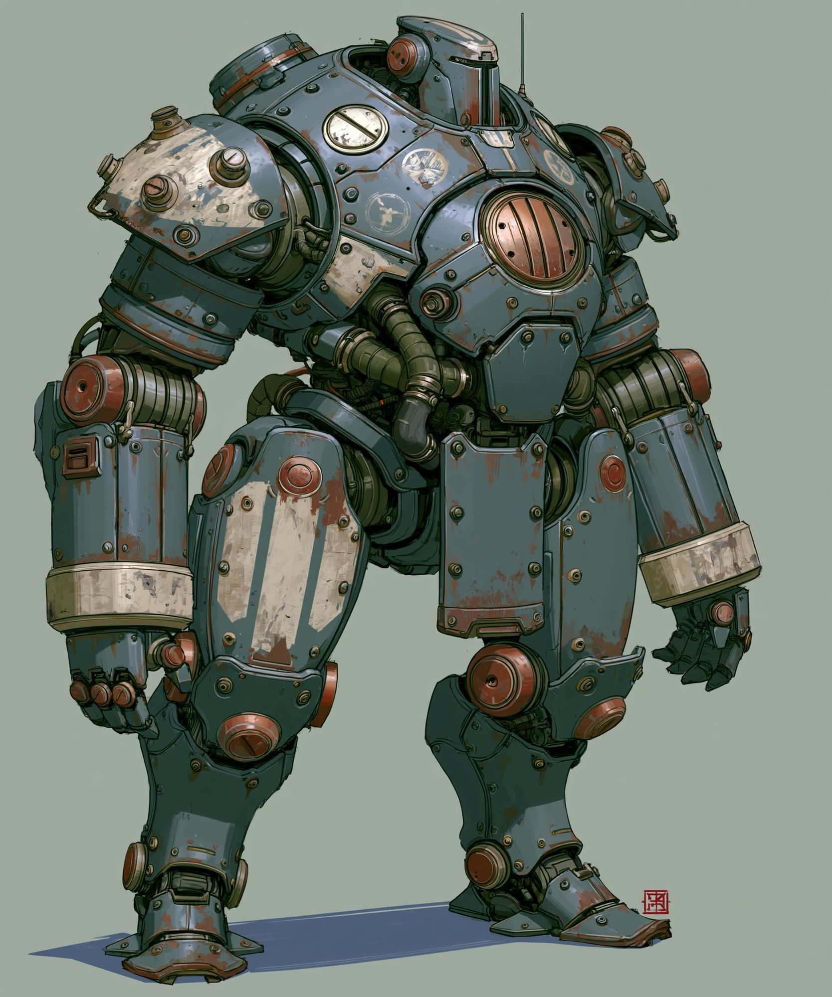 Steampunk Mech Robot Illustration Poster. poster detail