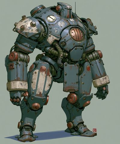 Steampunk Mech Robot Illustration Poster.