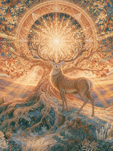 Celestial Deer Dreamscape Poster. poster — illustration art
