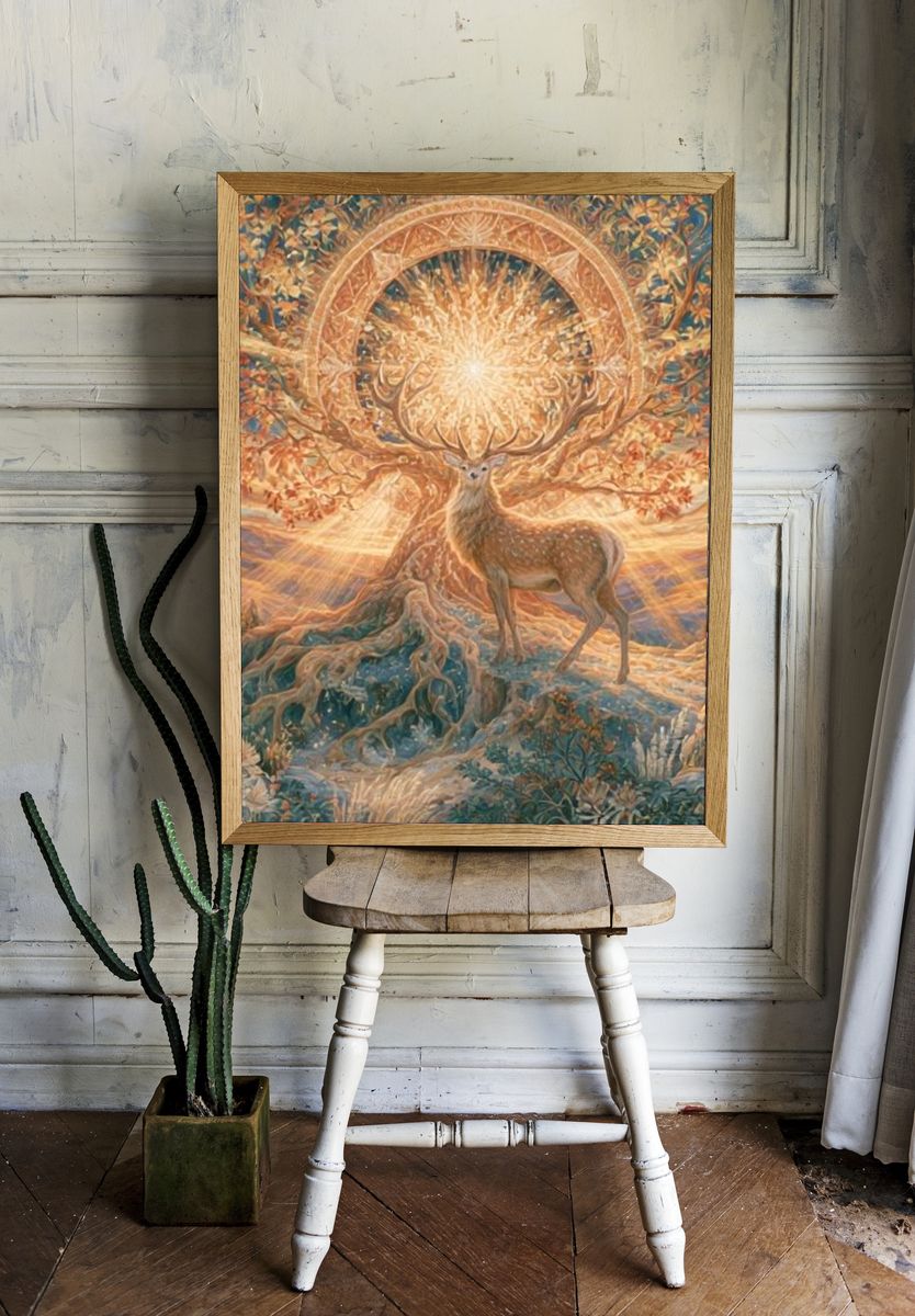 Celestial Deer Dreamscape Poster. — room view 1
