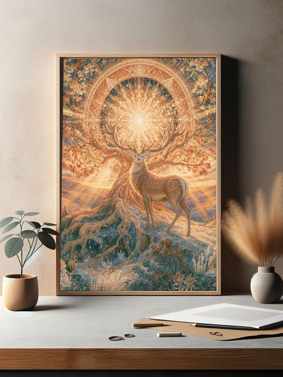 Celestial Deer Dreamscape Poster. — room view 2