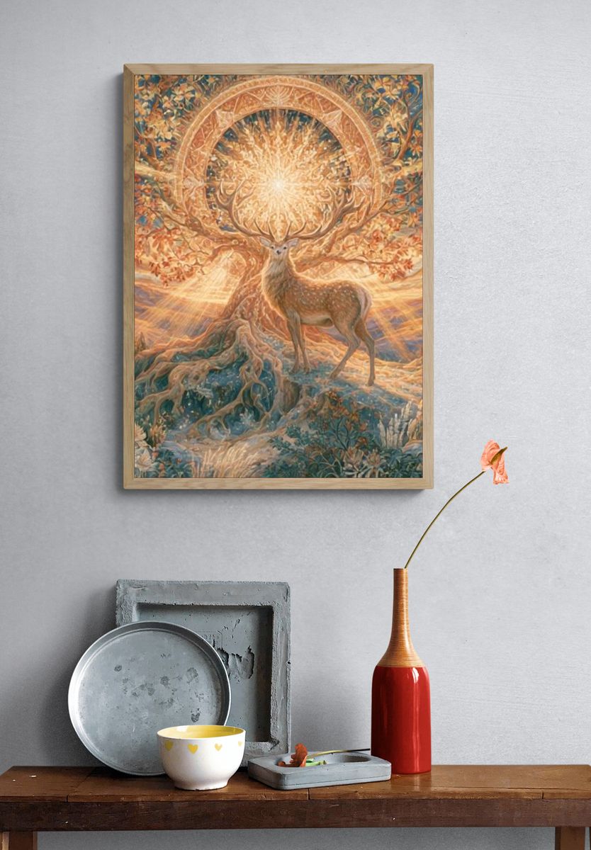 Celestial Deer Dreamscape Poster. — room view 3