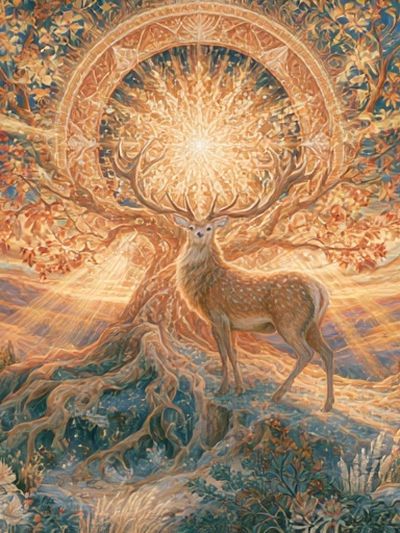Celestial Deer Dreamscape Poster. poster