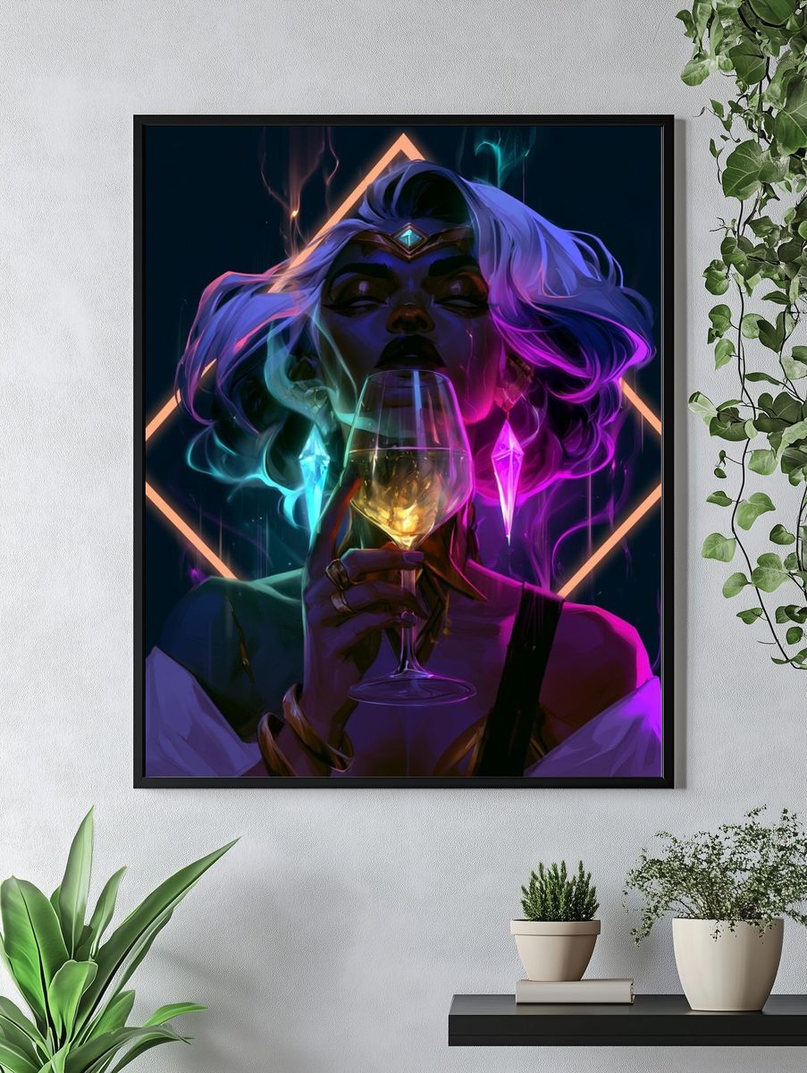 Neon Goddess Portrait Print. — room view 4