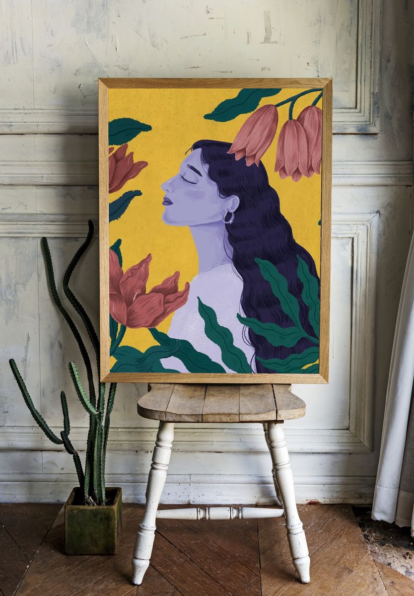 Beautiful purple woman surrounded nature. — room view 1
