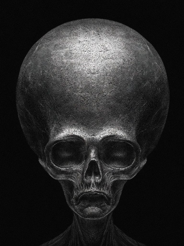 Surreal Alien Skull Print. poster detail