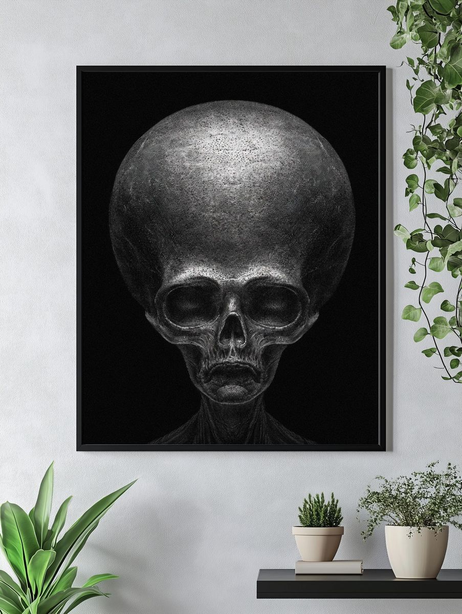 Surreal Alien Skull Print. — room view 4