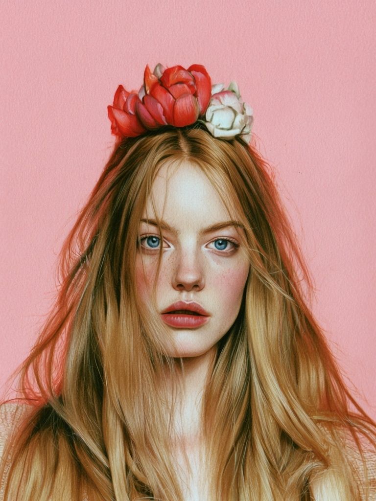 Floral Portrait Illustration Print. poster — illustration art