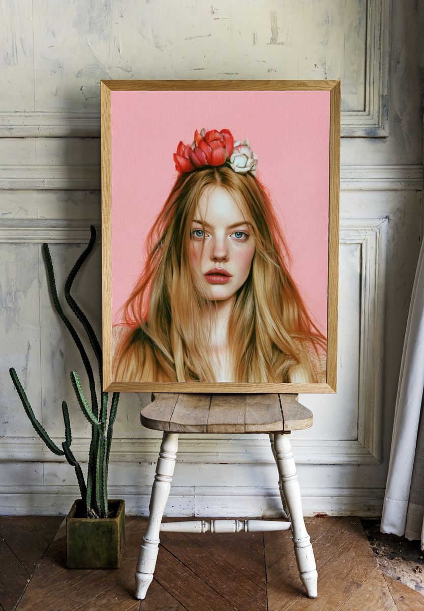 Floral Portrait Illustration Print. — room view 1