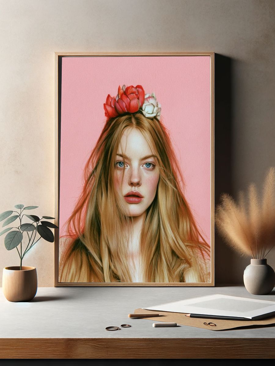 Floral Portrait Illustration Print. — room view 2