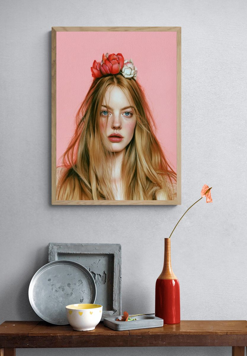 Floral Portrait Illustration Print. — room view 3