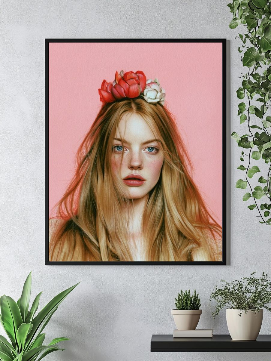 Floral Portrait Illustration Print. — room view 4