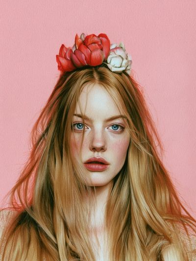 Floral Portrait Illustration Print. poster