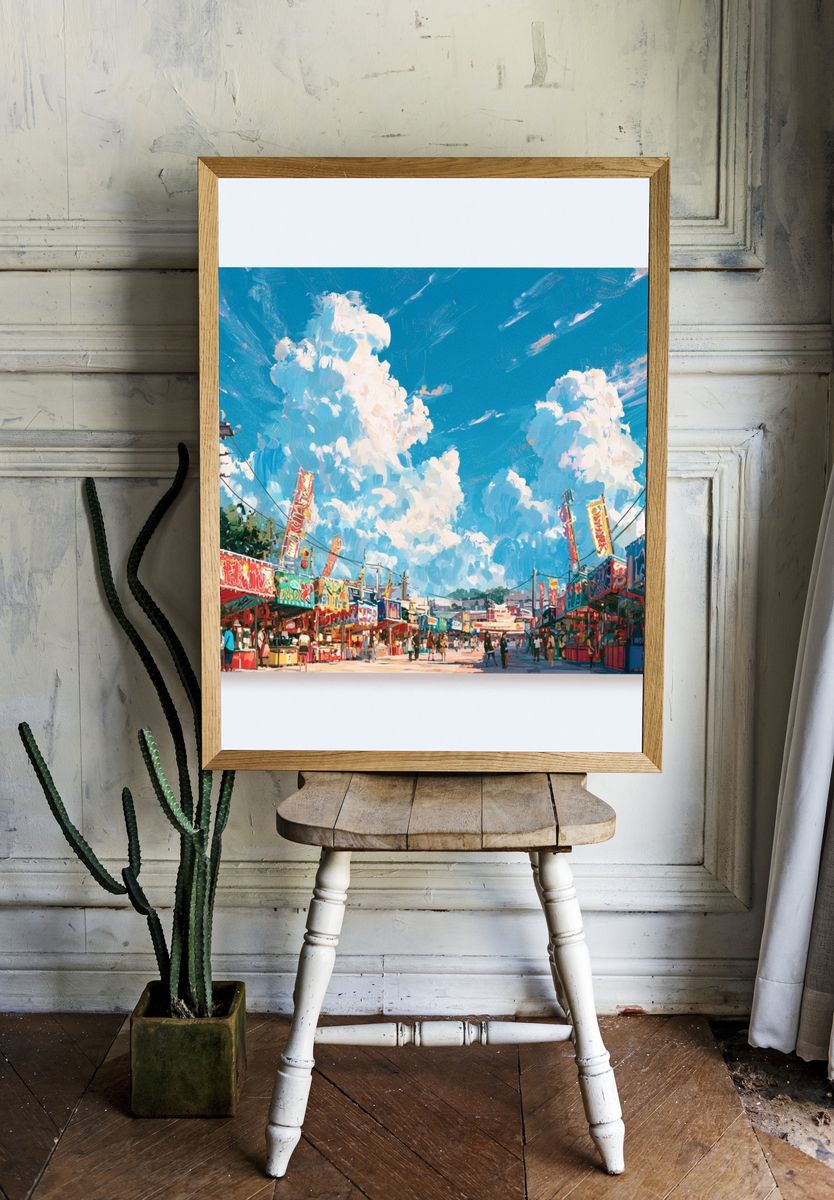 Festival Street Market Illustration Poster. room preview