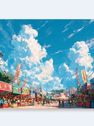 Festival Street Market Illustration Poster.