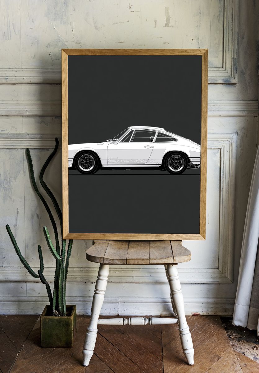 Porsche 911 Carrera Side Profile Print. — room view 1